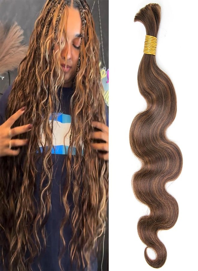 Y WIGS YWIGS Bulk Human Hair for Braiding Body Wave Blend #4/30 Boho Human Hair No Weft Human Braiding Hair 100G 20inch - Image 1